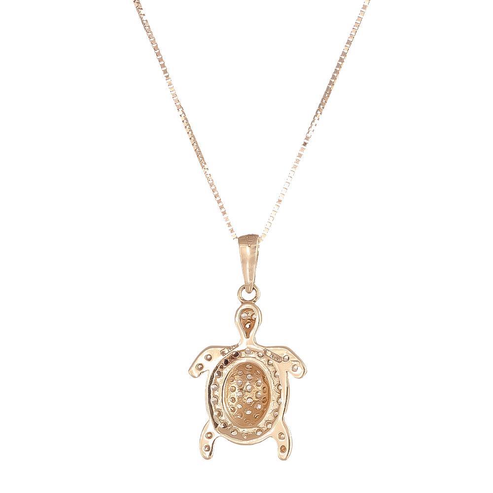 Collana Tartaruga in Oro Rosa 18 Kt e Cubic Bianca