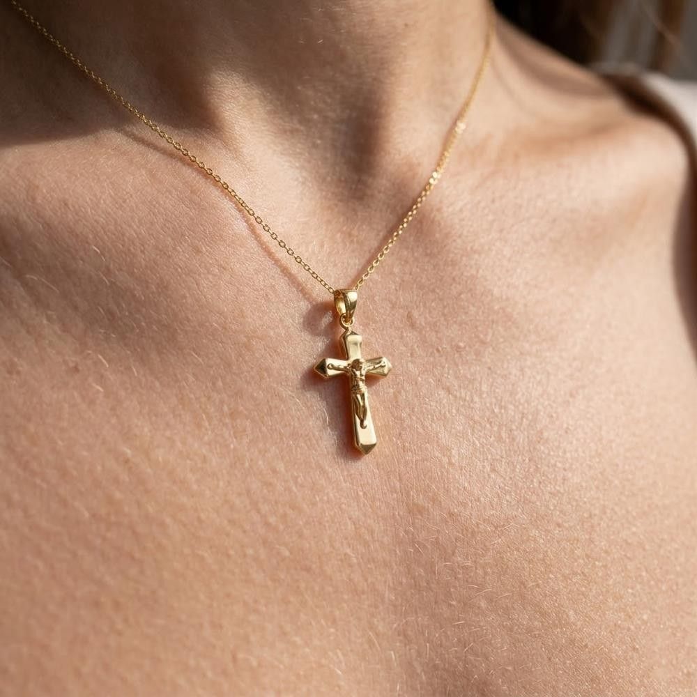 Croce con Cristo in Oro Giallo 18 Kt