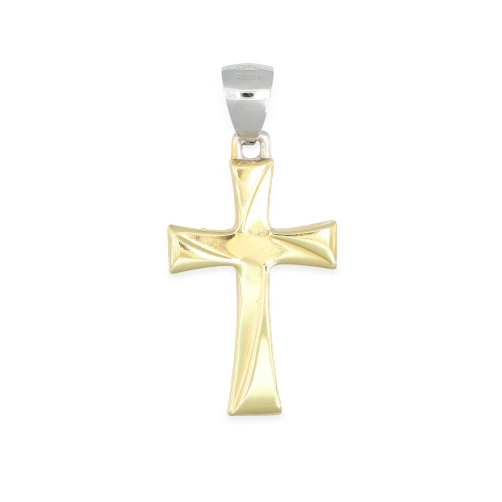 Croce Gesù Cristo in Oro Giallo e Bianco 18 Kt