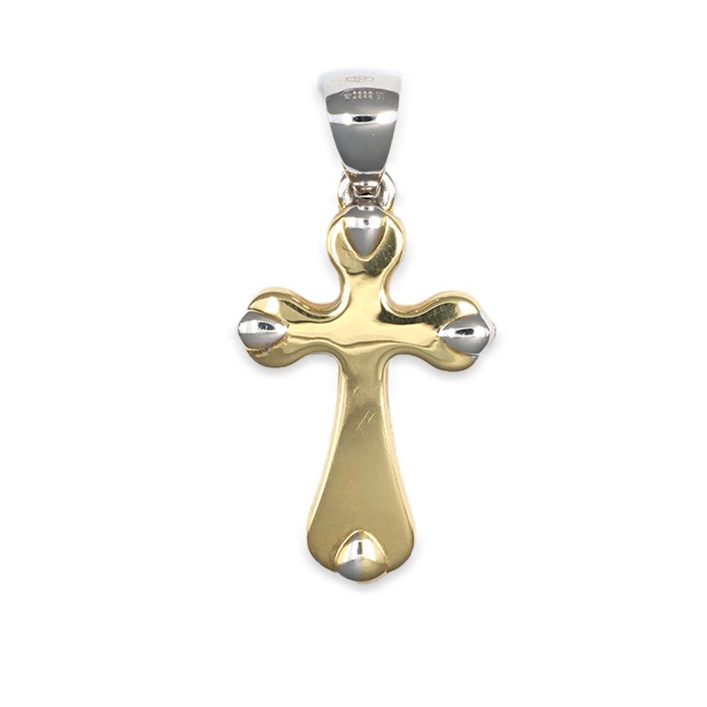 Croce in Oro Giallo e Bianco 18 Kt