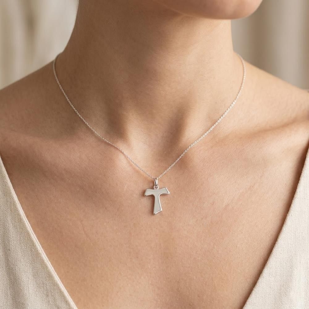 Croce Tau in Oro Bianco 18 Kt