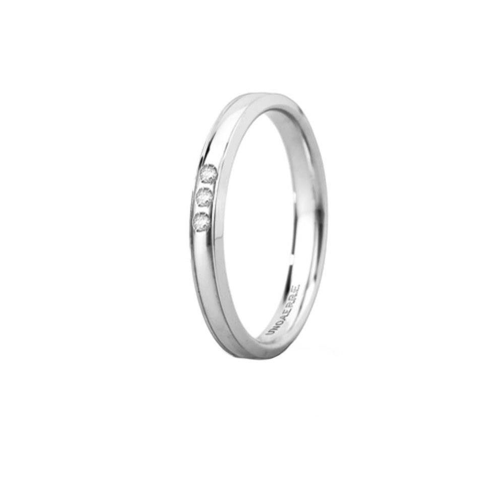 Fede Unoaerre Orion Slim In Oro Bianco Con Diamanti