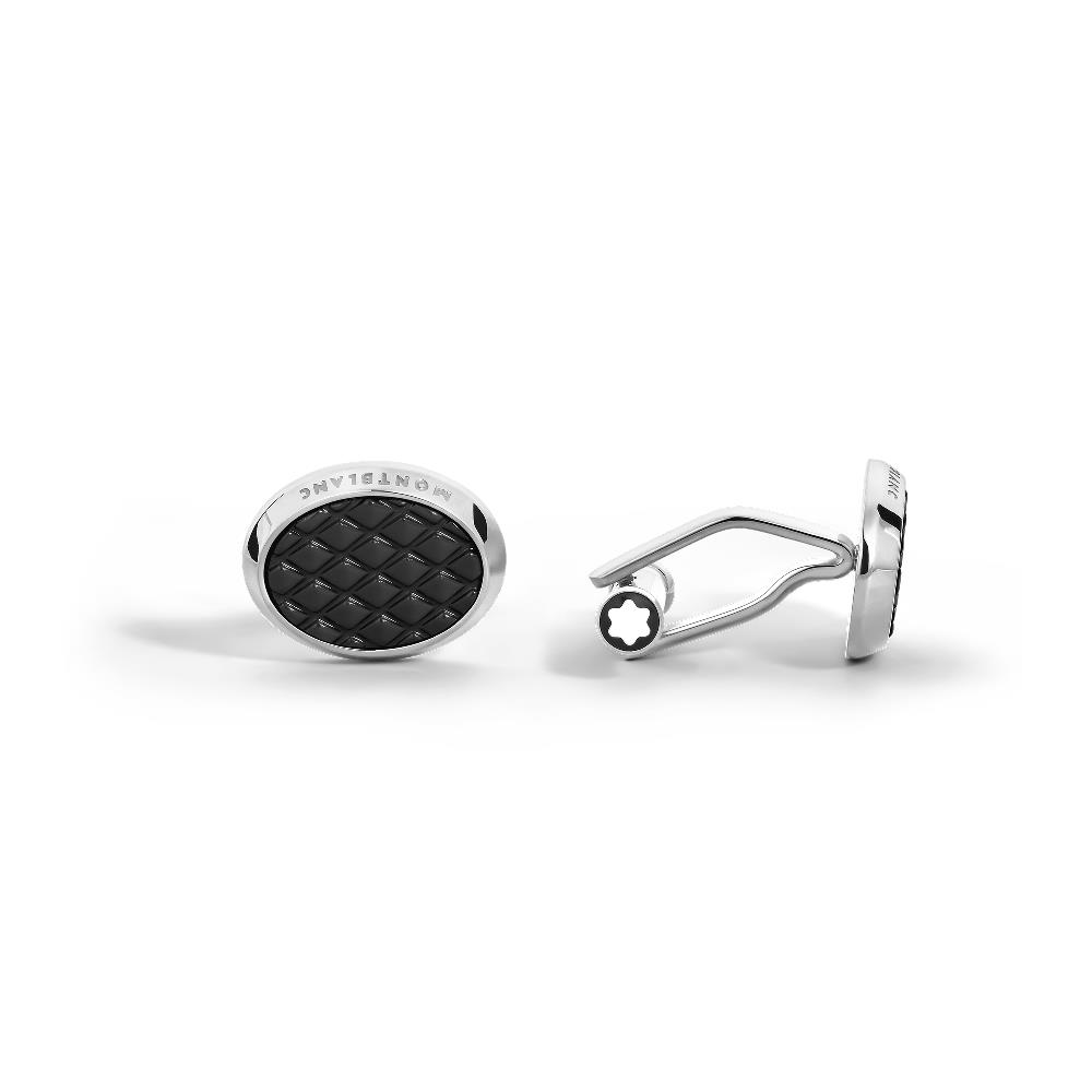 Gemelli Montblanc Ovali Meisterstück con Inserti in Lacca con Motivo Geometrico
