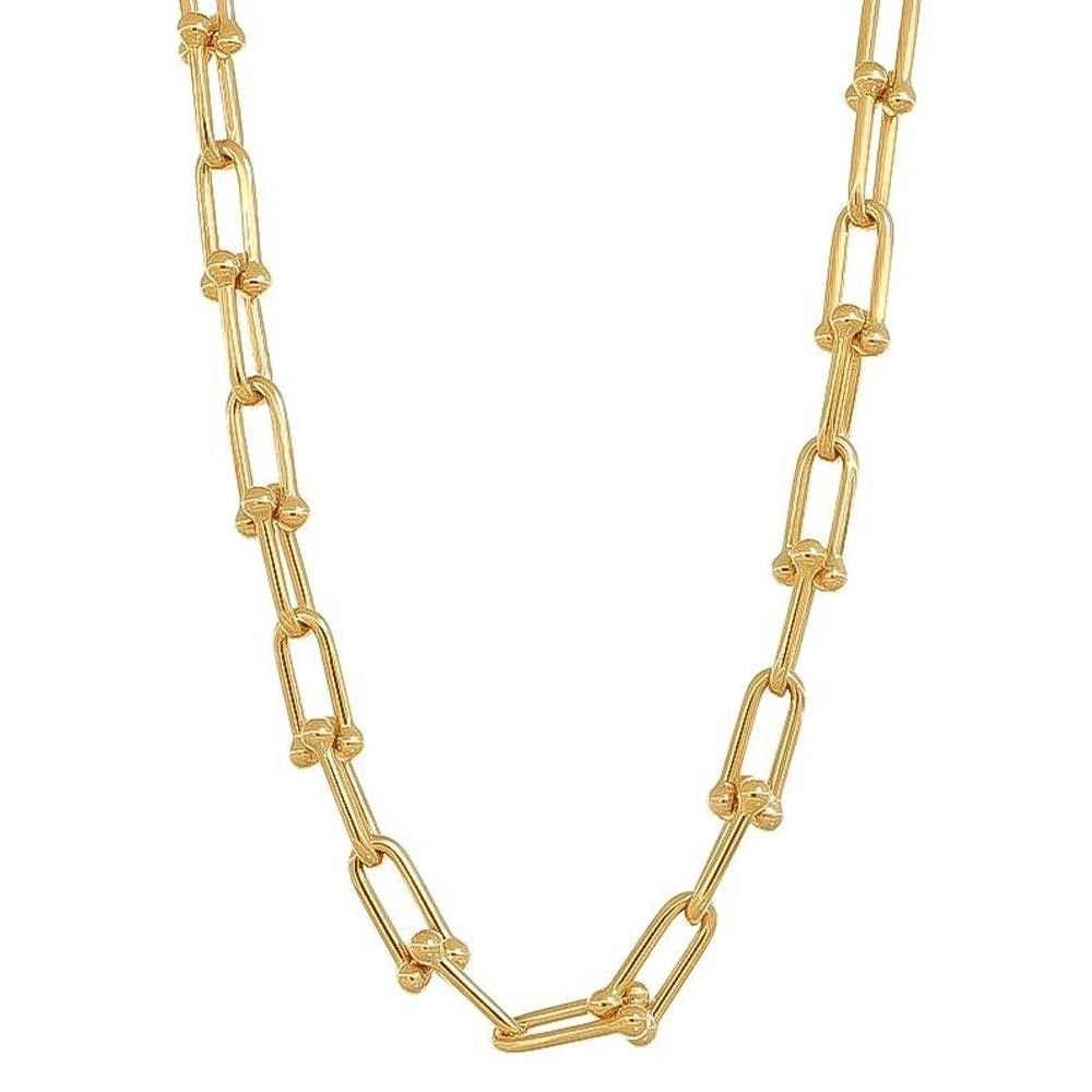 Girocollo a Catena con Maglie Allungate Piccole in Oro Giallo 18 Kt Piccola