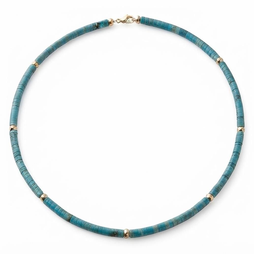 Girocollo con Turchese Naturale e Oro Giallo 18 Kt