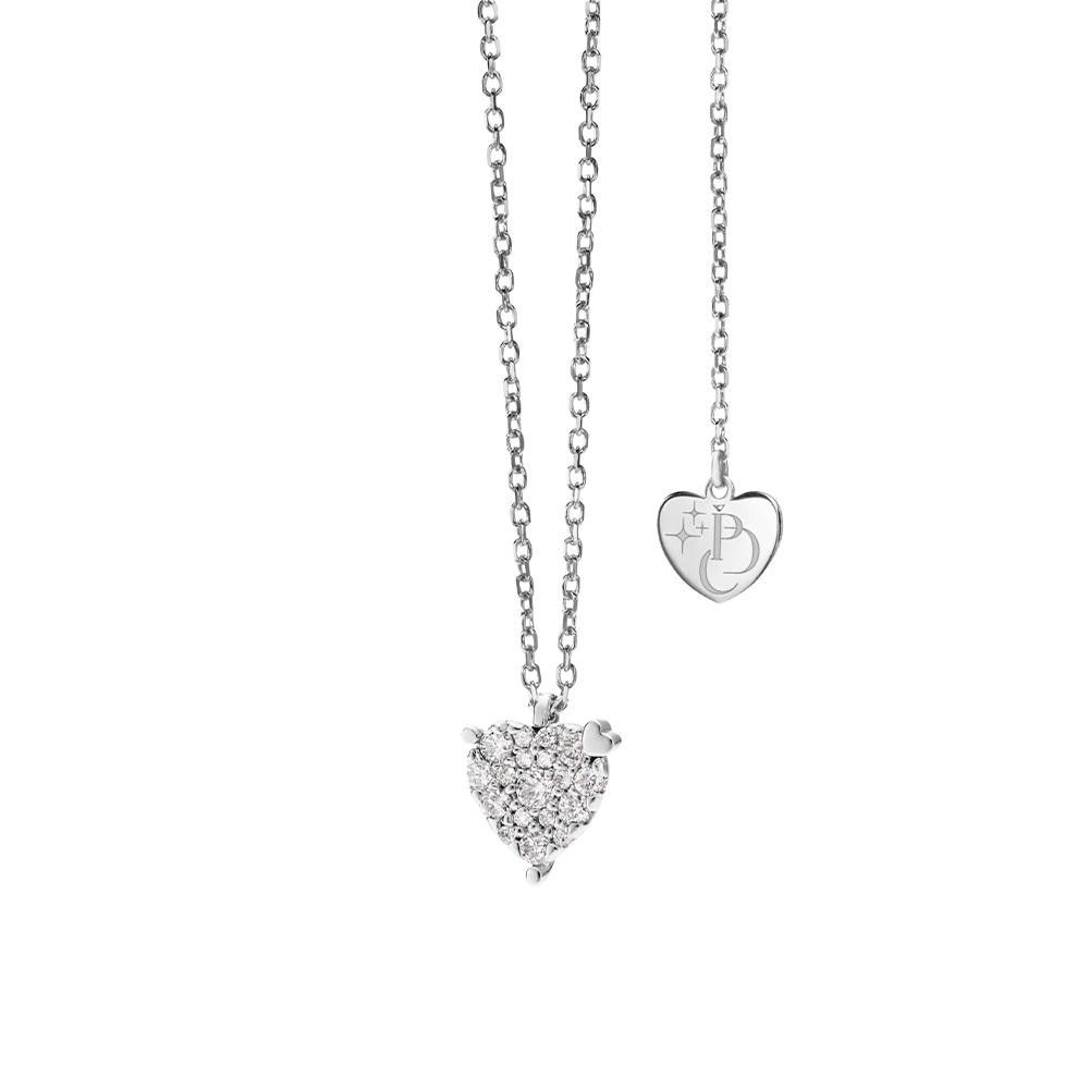 Girocollo Infinito Cuore Punto Luce in Oro Bianco 18 Kt e Diamanti 0,21 ct.