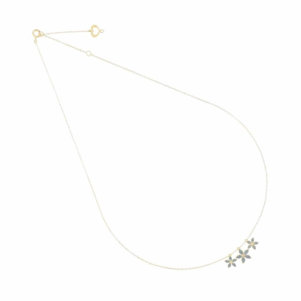 Girocollo Maman et Sophie oro giallo 18 kt tre fiori pendenti