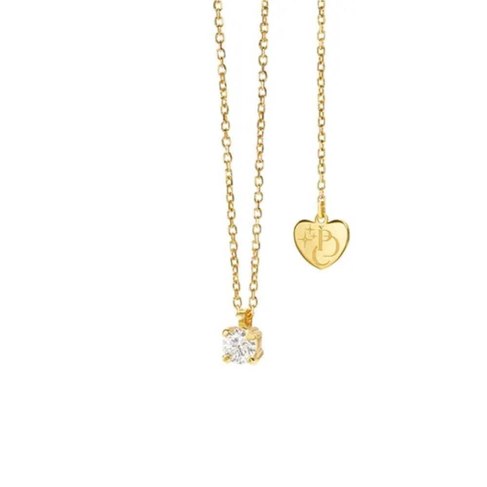 Girocollo Punto Luce in Oro Giallo 18 Kt e Diamante 0,10 ct.