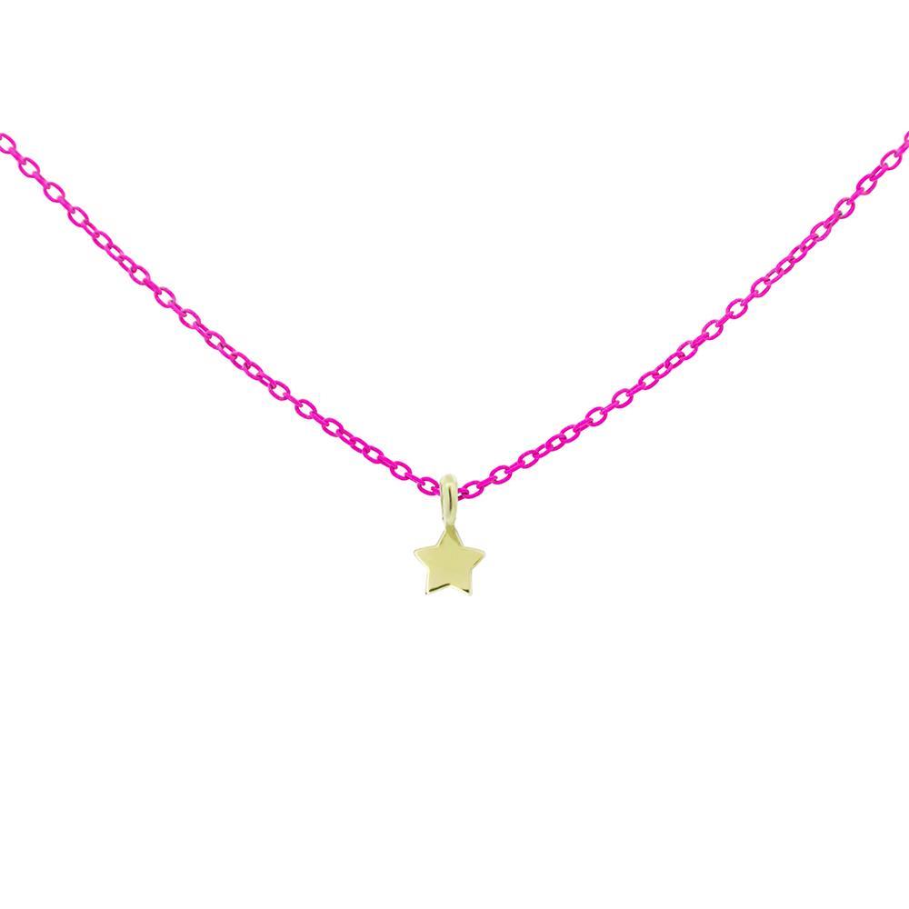 Girocollo Rue Des Mille Oro 18 KT Stella Rosa Fluo