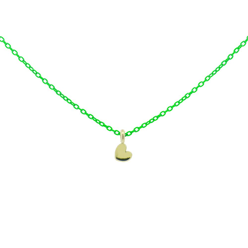 Girocollo Rue Des Mille Oro 18 KT Cuore Verde Fluo