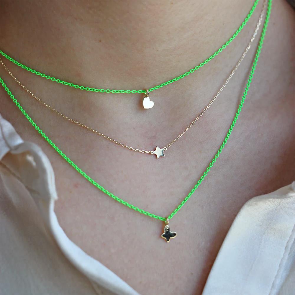 Girocollo Rue Des Mille Oro 18 KT Cuore Verde Fluo