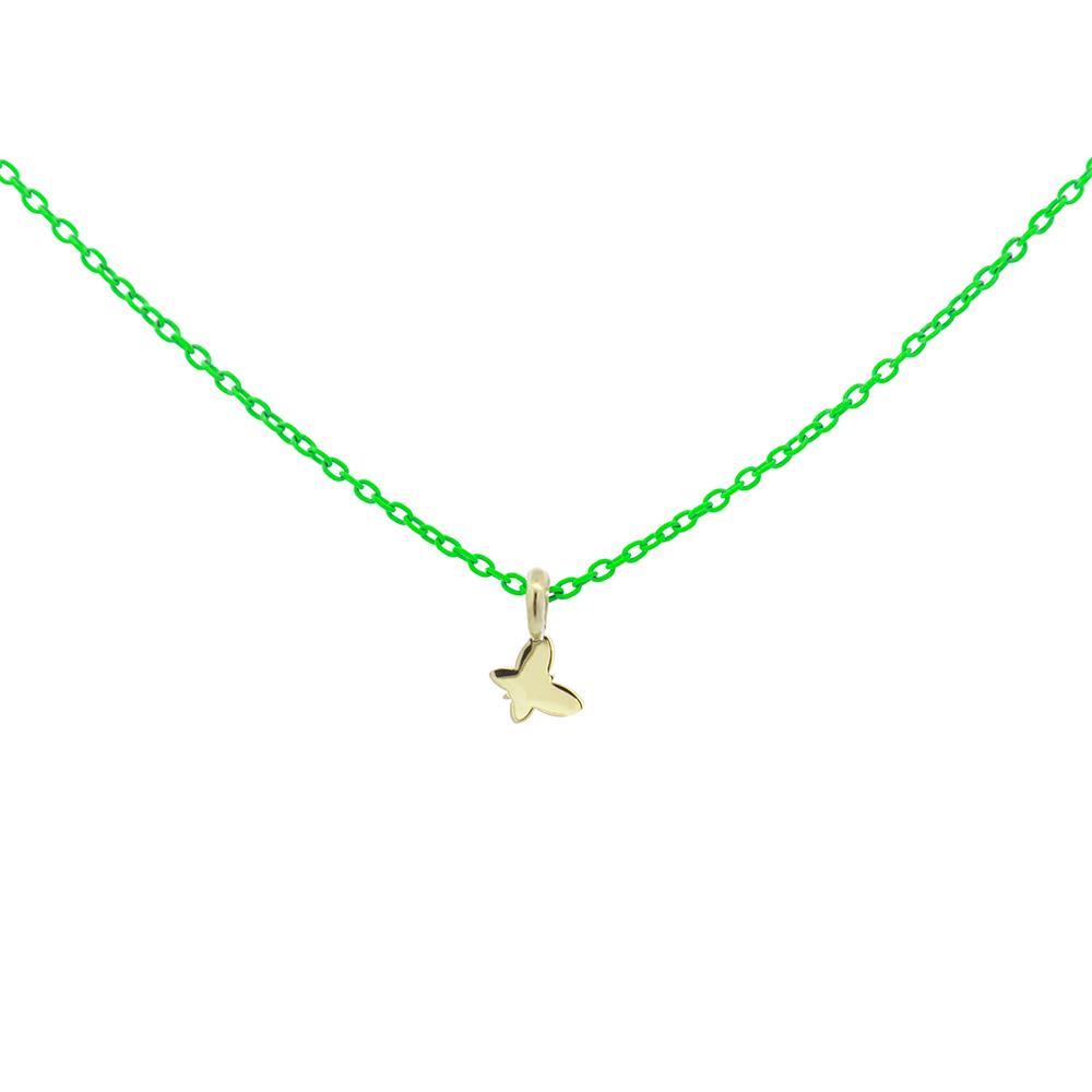 Girocollo Rue Des Mille Oro 18 KT Farfalla Verde Fluo