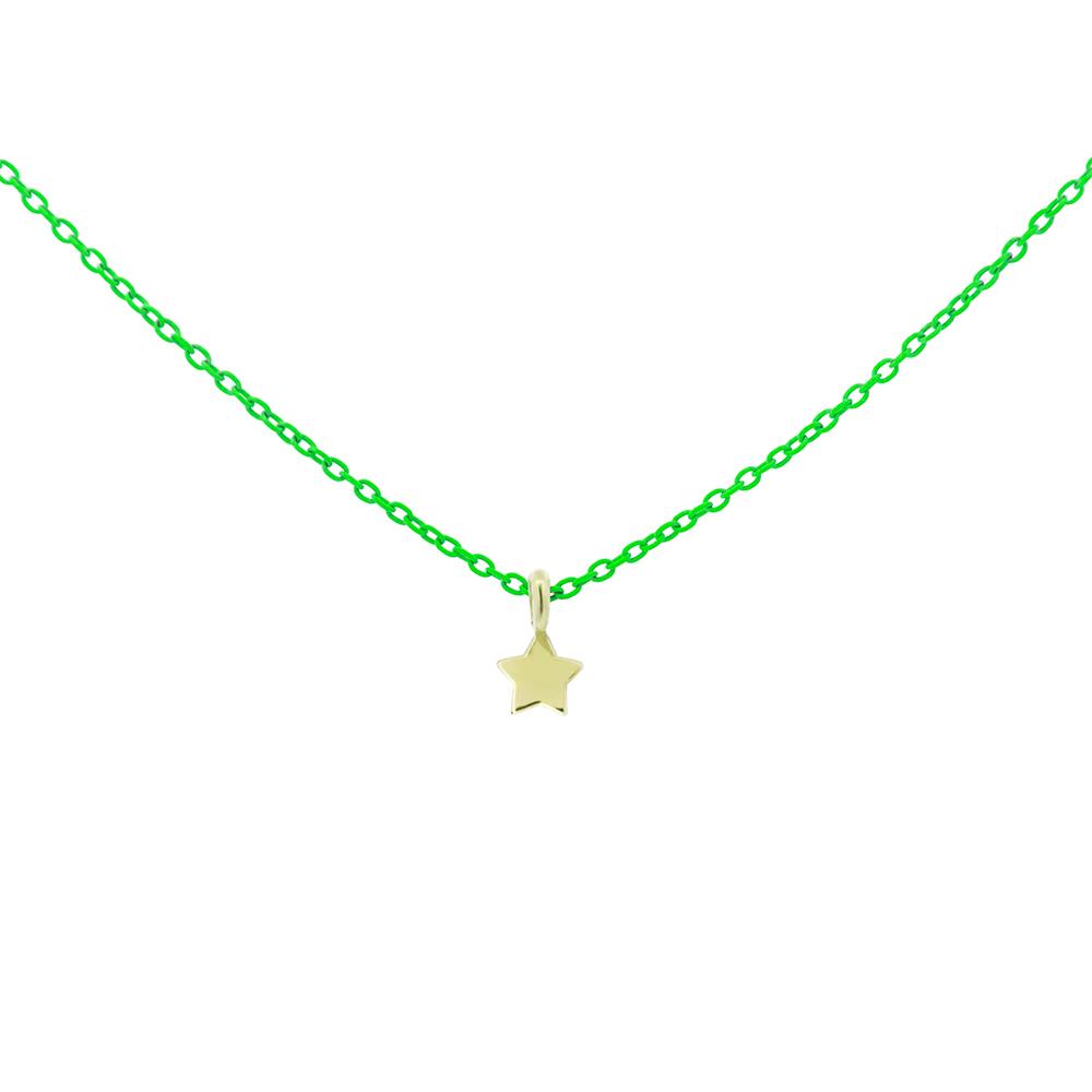 Girocollo Rue Des Mille Oro 18 KT Stella Verde Fluo