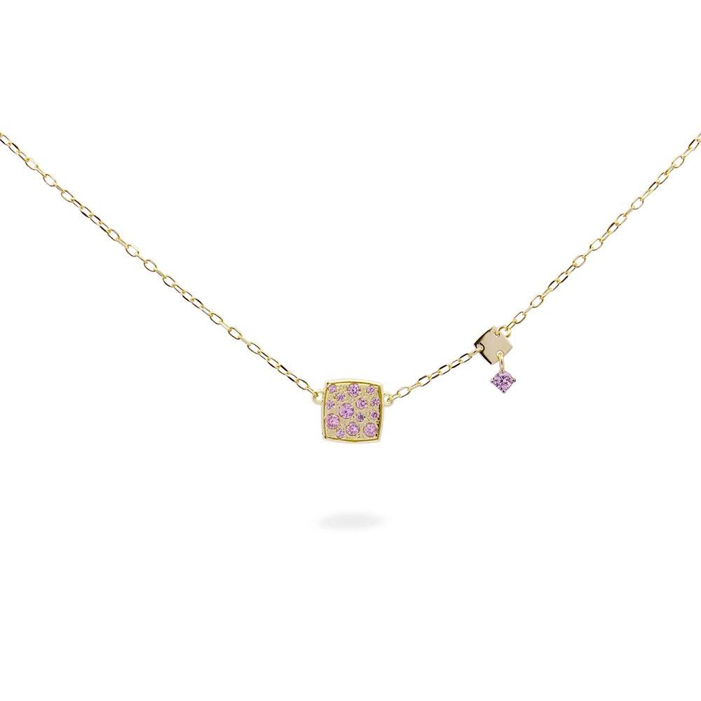 Girocollo Rue Des Mille Stardust Ten Quadrato Pavè Rosa e Mini Castone
