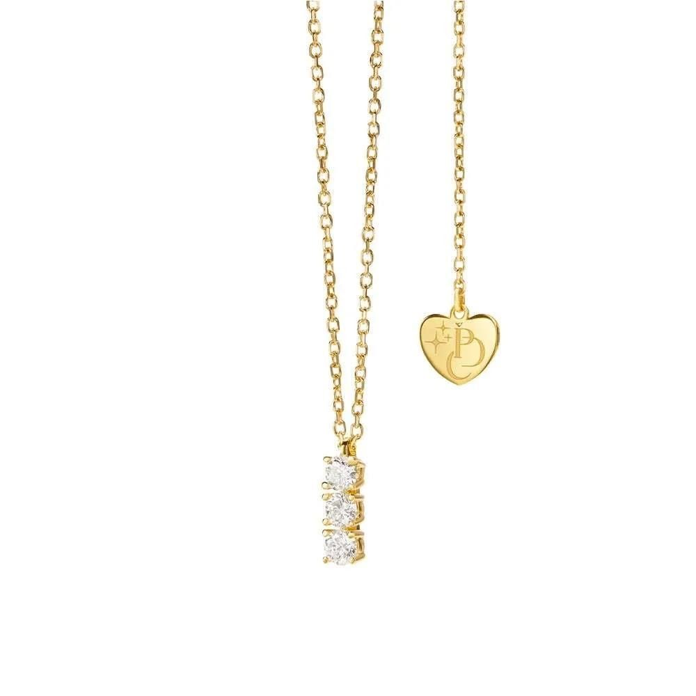 Girocollo Trilogy in Oro Giallo 18 Kt e Diamanti 0,25 ct.