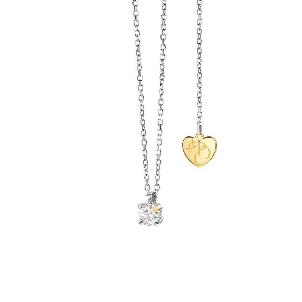 Girocollo Unica Classica Punto Luce in Oro Bianco 18 Kt e Diamante 0,10 ct.