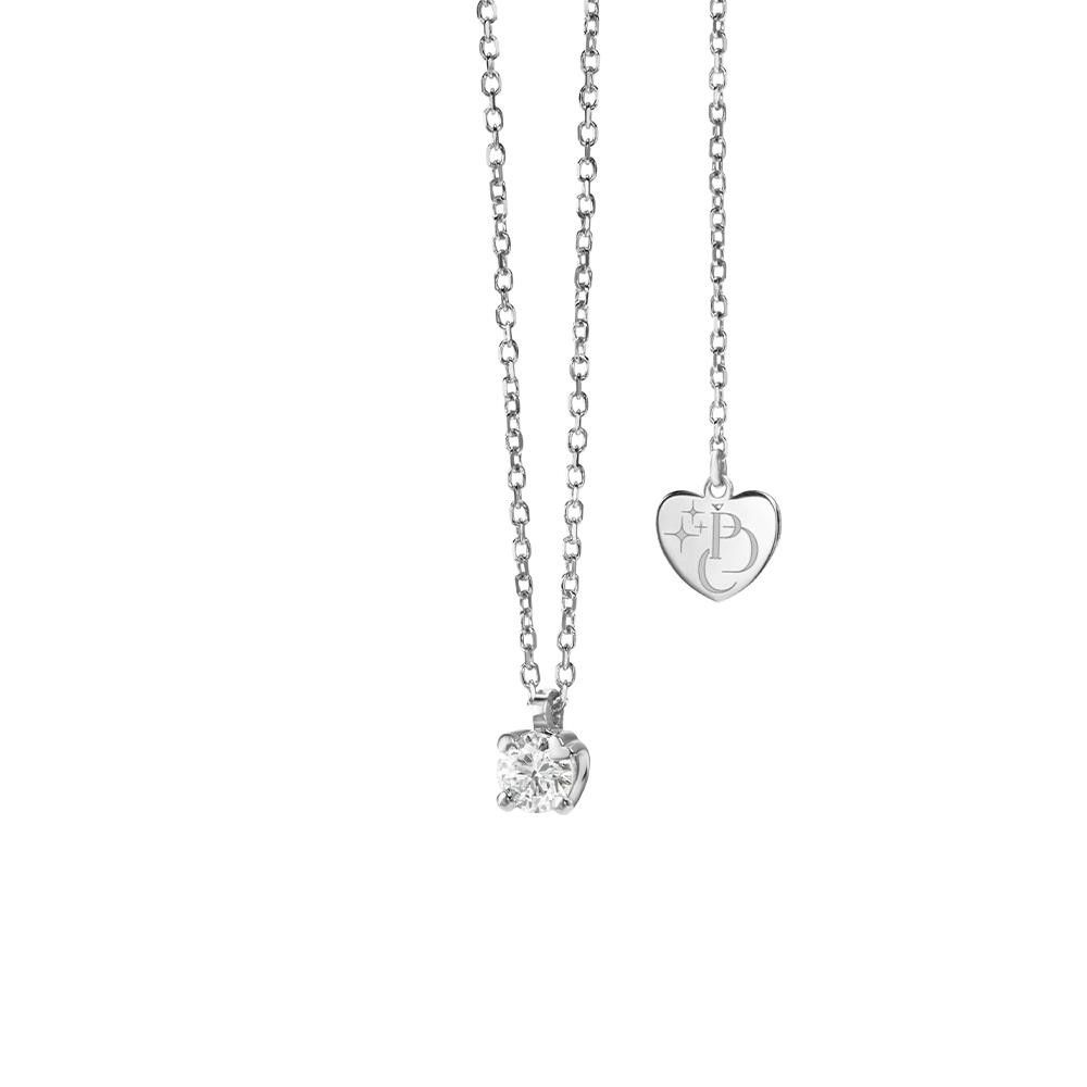 Girocollo Unica Valentino Punto Luce in Oro Bianco 18 Kt e Diamante 0,10 ct.