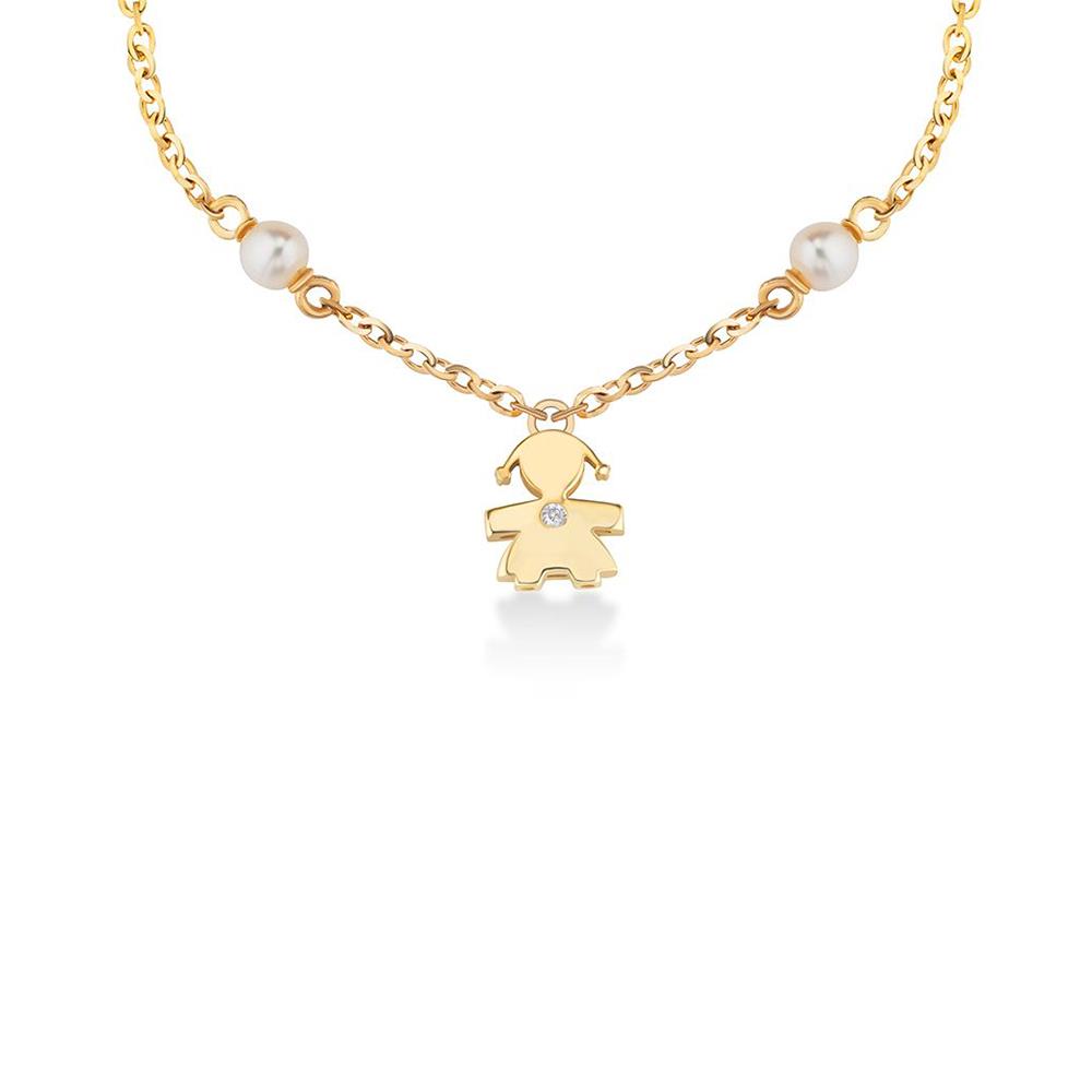 Le Perle ♡ Bracciale Bimba Oro Giallo, Perle E Diamanti