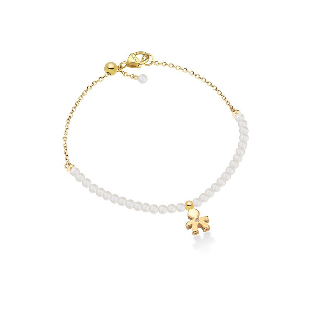 Le Perle ♡ Bracciale Bimbo Oro Giallo, Perle E Diamanti