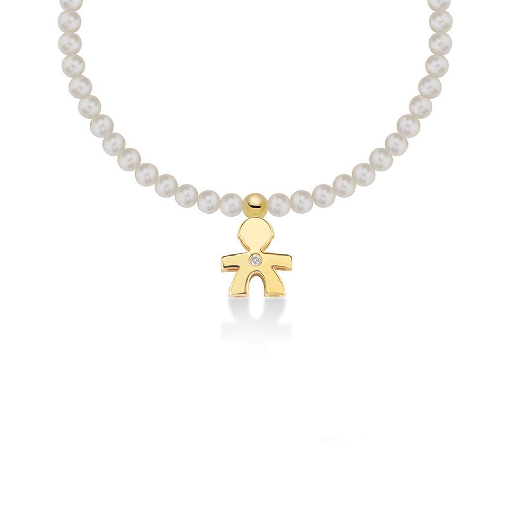 Le Perle ♡ Bracciale Bimbo Oro Giallo, Perle E Diamanti
