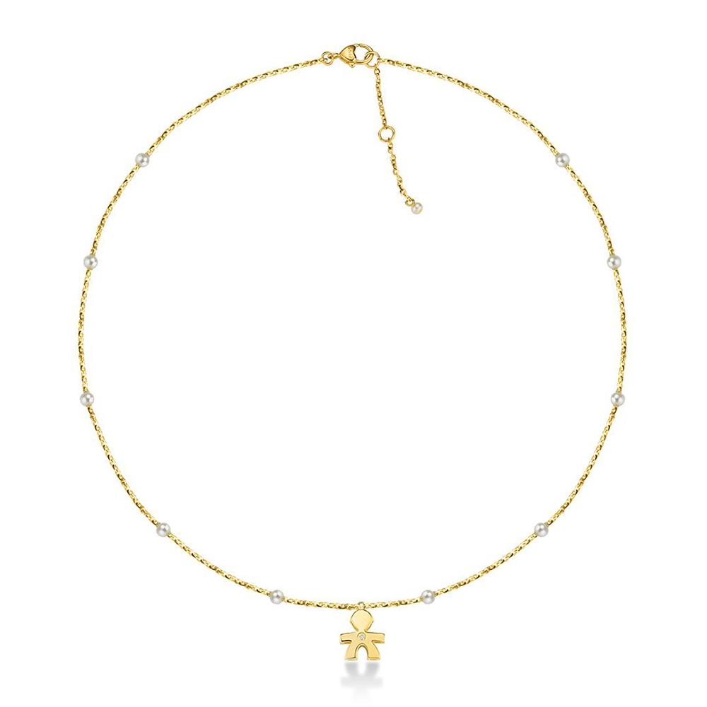 Le Perle ♡ Collana Bimbo Oro Giallo, Perle E Diamanti