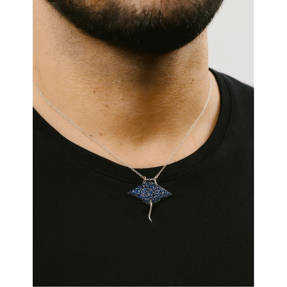 Manta in Oro Bianco 18 Kt Diamanti e Zaffiri Blu