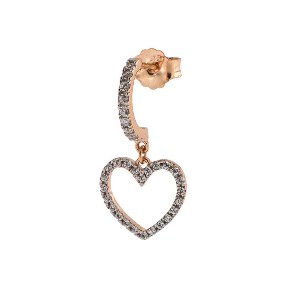 Mono Orecchino Rue Des Mille Cuore Oro Rosa 18 Kt