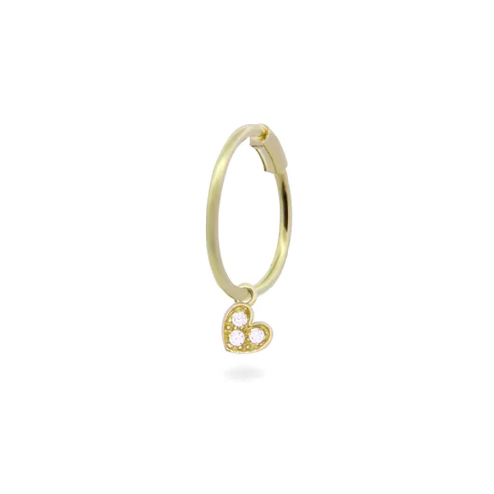 Mono Orecchino Rue Des Mille Oro 18 KT e Diamanti Hoop Mini Cuore