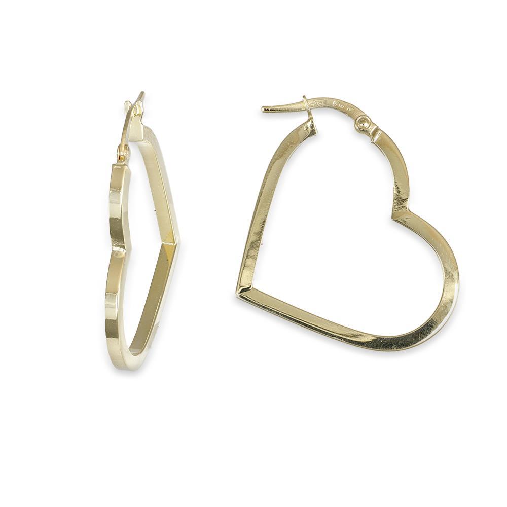 Orecchini A Cerchio Cuore in Oro Giallo 18 Kt
