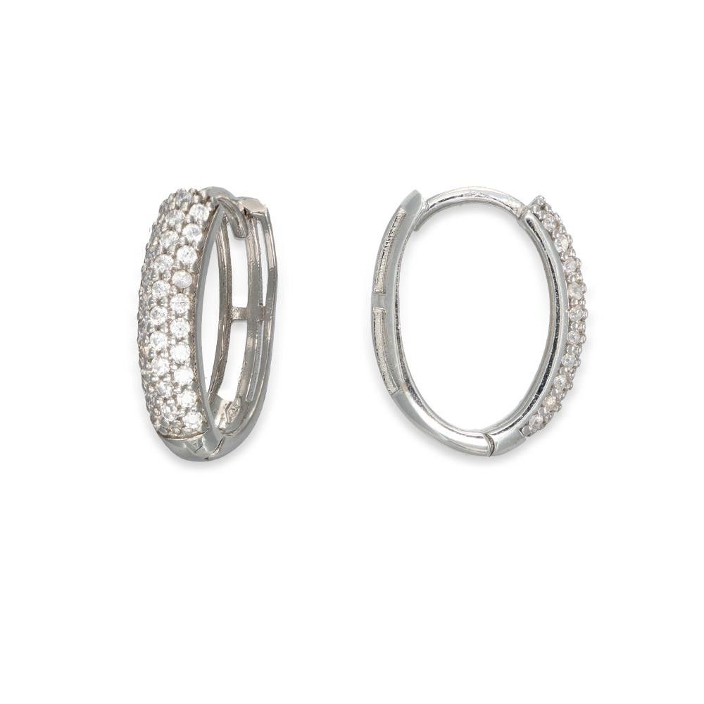 Orecchini A Cerchio In Oro Bianco 18 Kt e Cubic Zirconia