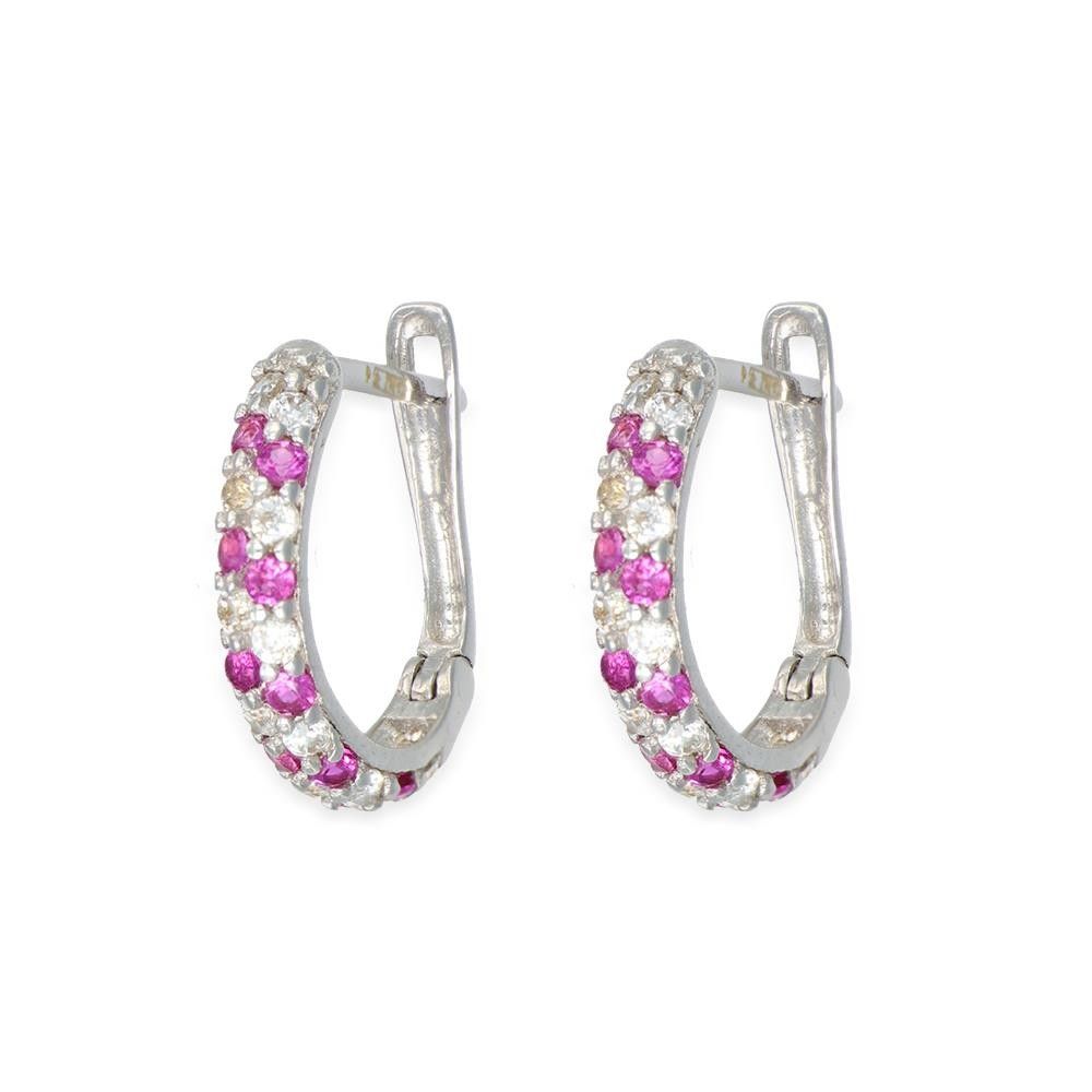 Orecchini A Cerchio in Oro Bianco 18 Kt e Cubic