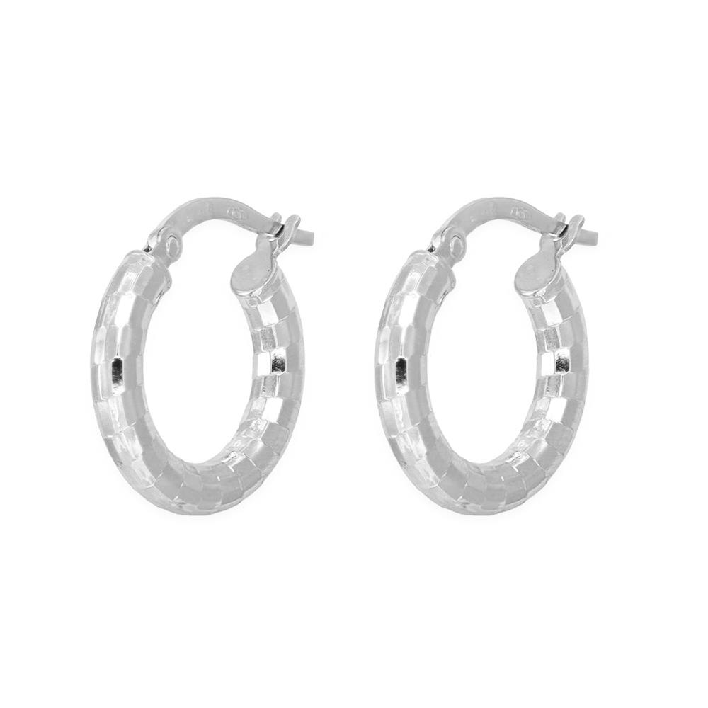 Orecchini a Cerchio Martellati in Oro Bianco 18 Kt