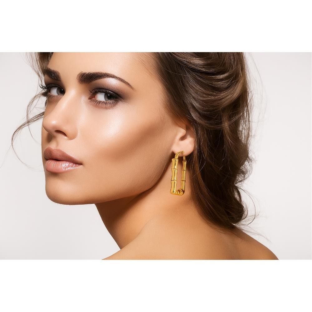 Orecchini Bamboo in Oro Giallo 18 Kt