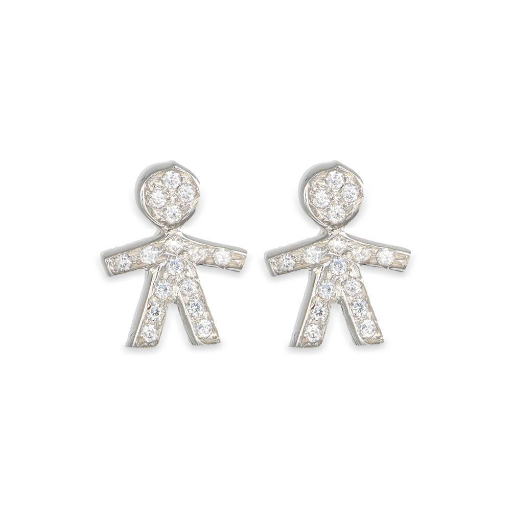 Orecchini Bimbi in Oro Bianco 18 Kt e Cubic