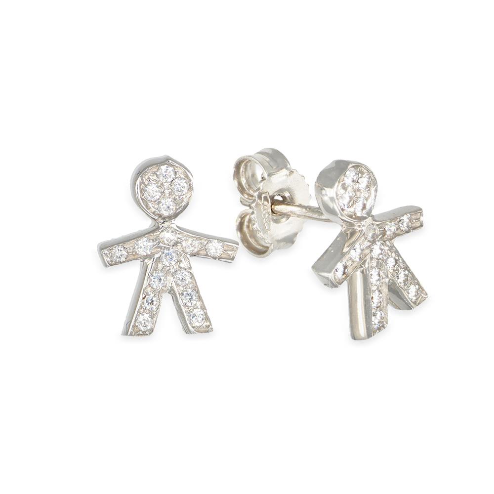 Orecchini Bimbi in Oro Bianco 18 Kt e Cubic