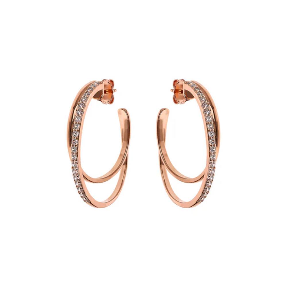 Orecchini Bronzallure a Doppio Cerchio Graduato con Cubic Zirconia