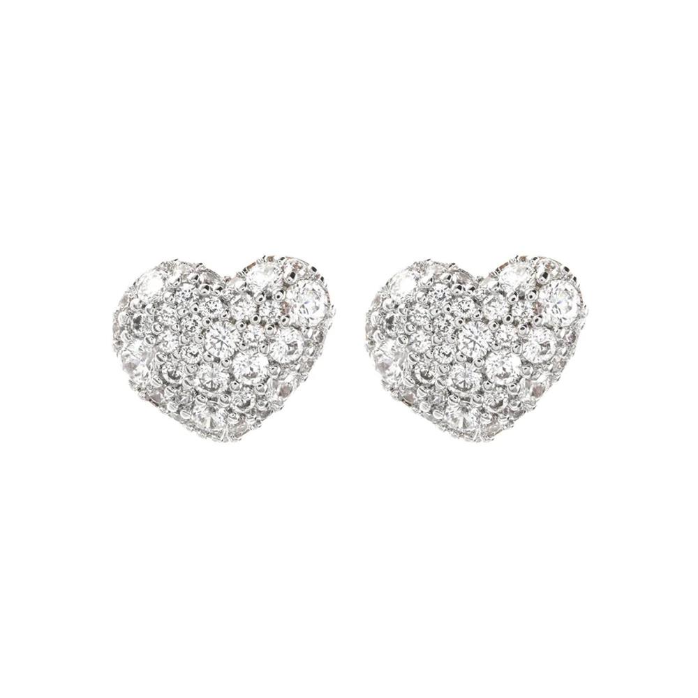 Orecchini Bronzallure Altissima Cuore a Lobo con Pavé in Cubic Zirconia