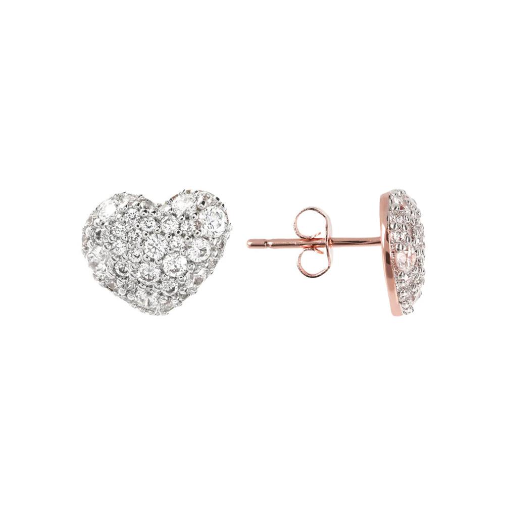 Orecchini Bronzallure Altissima Cuore a Lobo con Pavé in Cubic Zirconia
