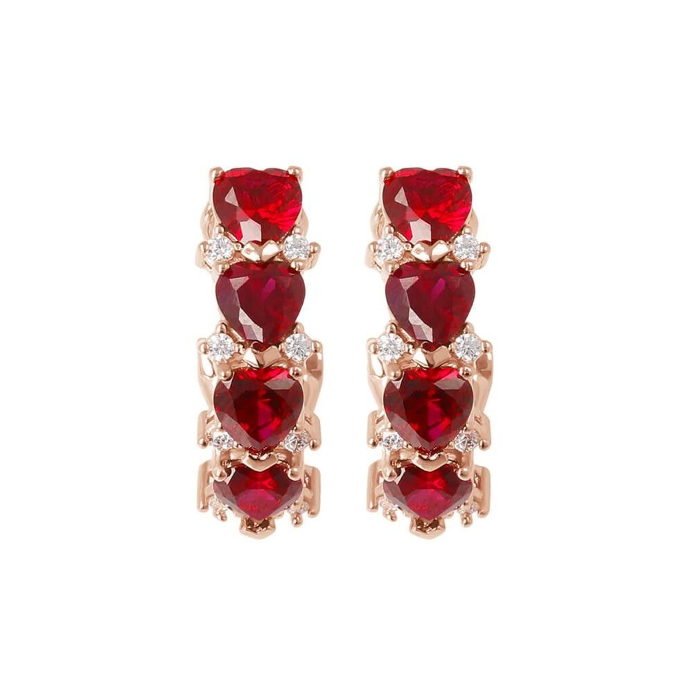 Orecchini Bronzallure Bicolore con Cuori in Cubic Zirconia