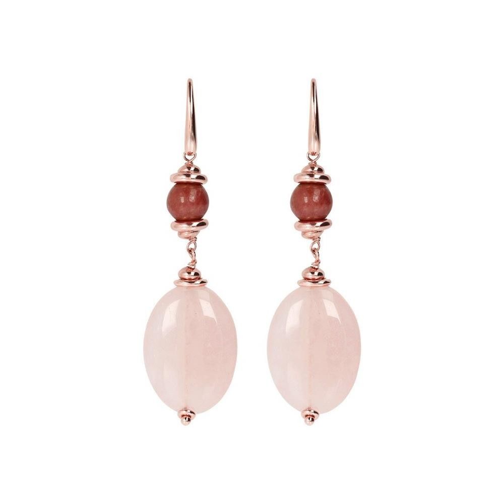 Orecchini Bronzallure Quarzo Rosa e Rodolite