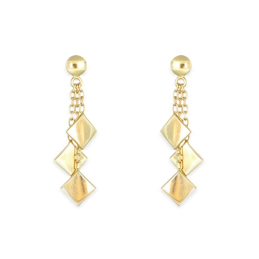 Orecchini Catenelle Quadrati in Oro Giallo 18 Kt