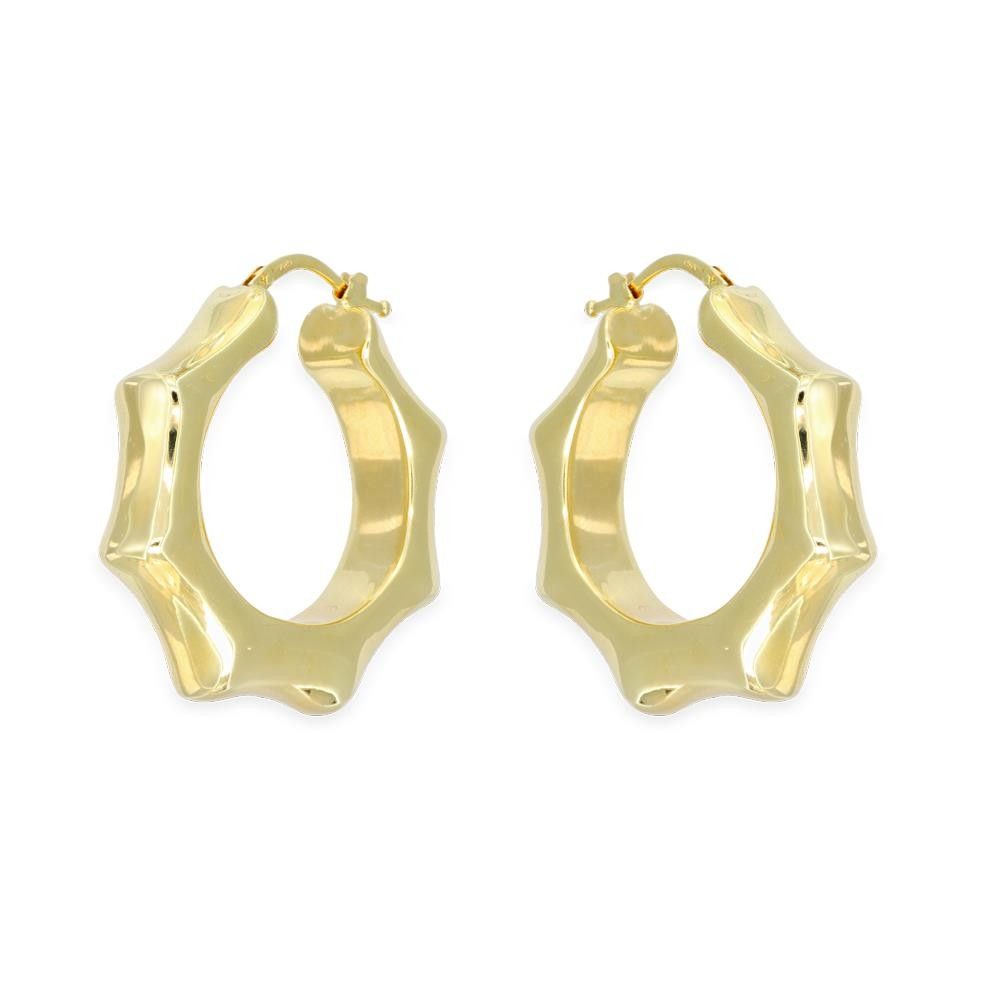 Orecchini Cerchi Bamboo in Oro Giallo 18 Kt