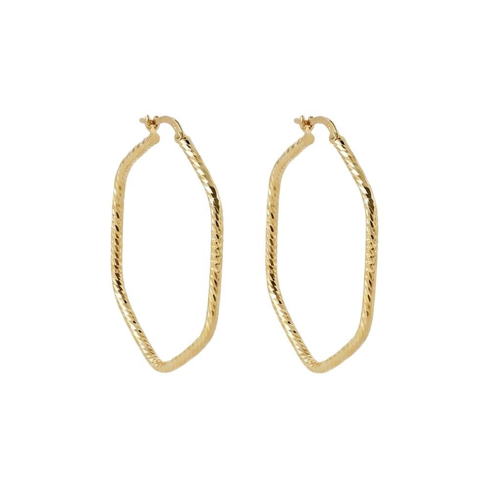 Orecchini Cerchi Esagonali in Oro Giallo 18 Kt
