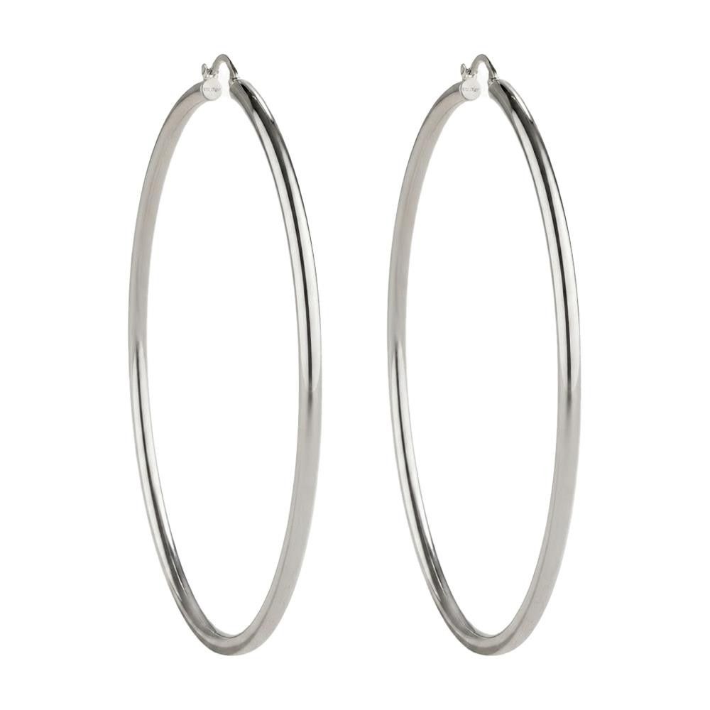 Orecchini Cerchi Grandi in Oro Bianco 18 Kt