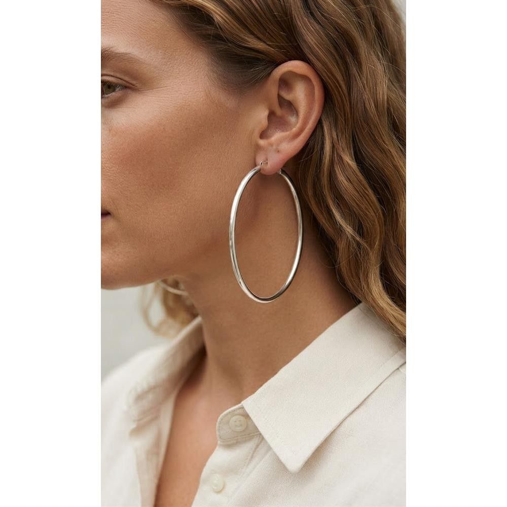 Orecchini Cerchi Grandi in Oro Bianco 18 Kt