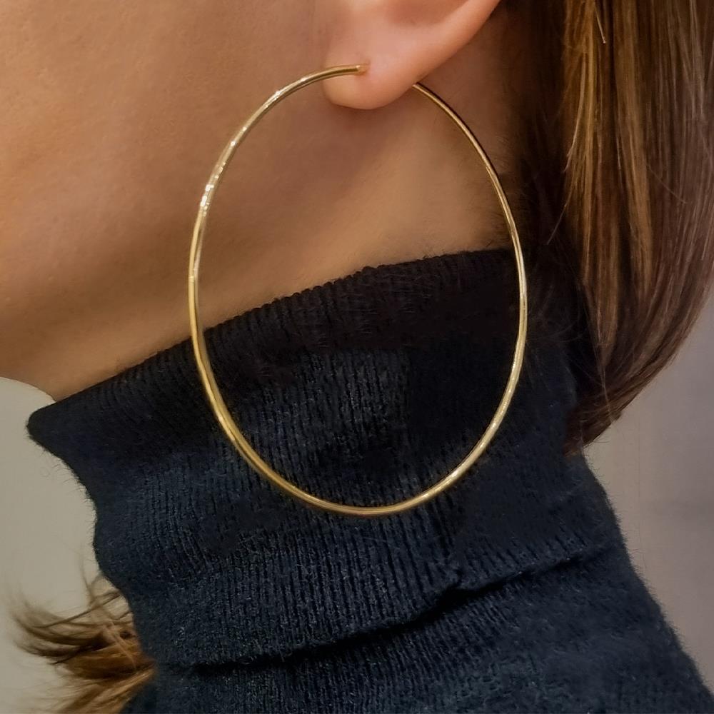 Orecchini Cerchi Grandi in Oro Giallo 18 Kt