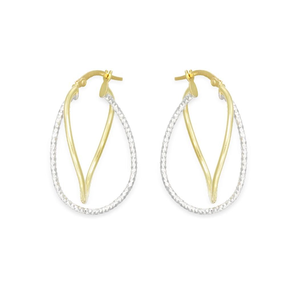 Orecchini Cerchi Intrecciati in Oro Giallo e Bianco 18 Kt