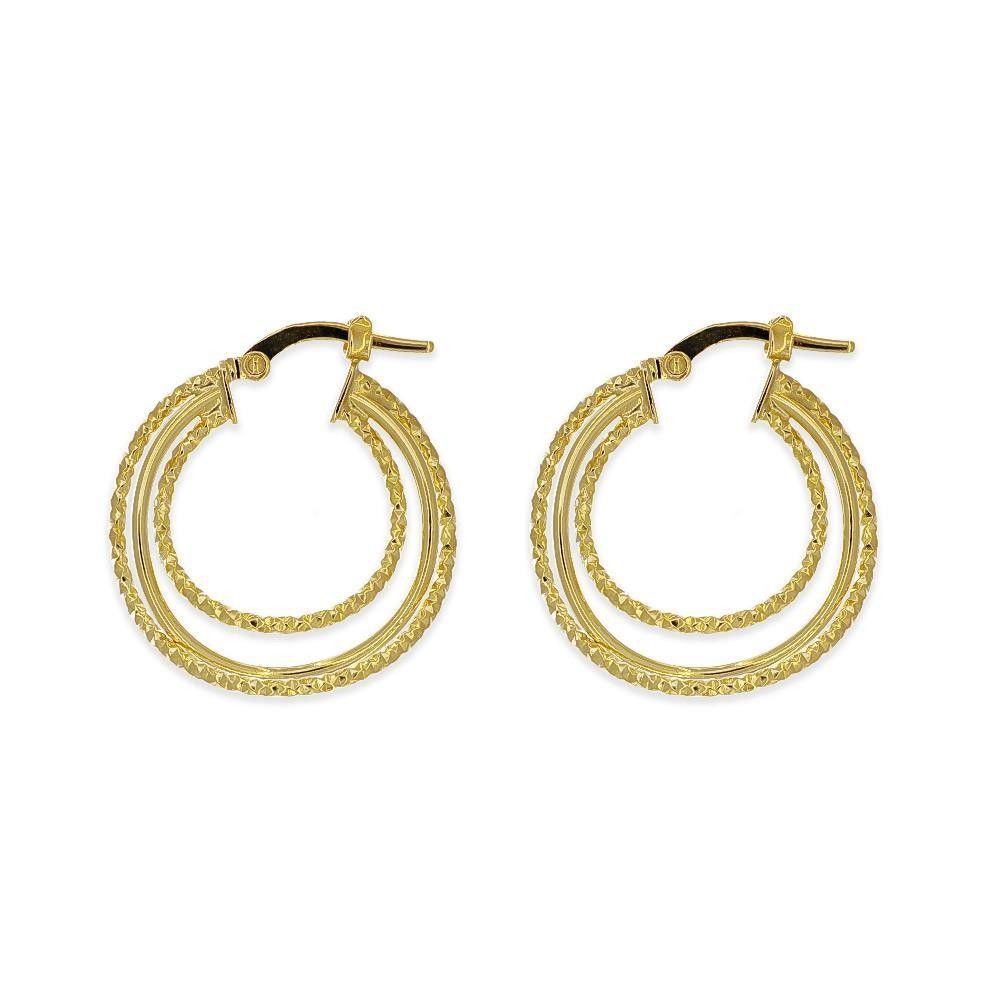 Orecchini Cerchi Martellati in Oro Giallo 18 Kt