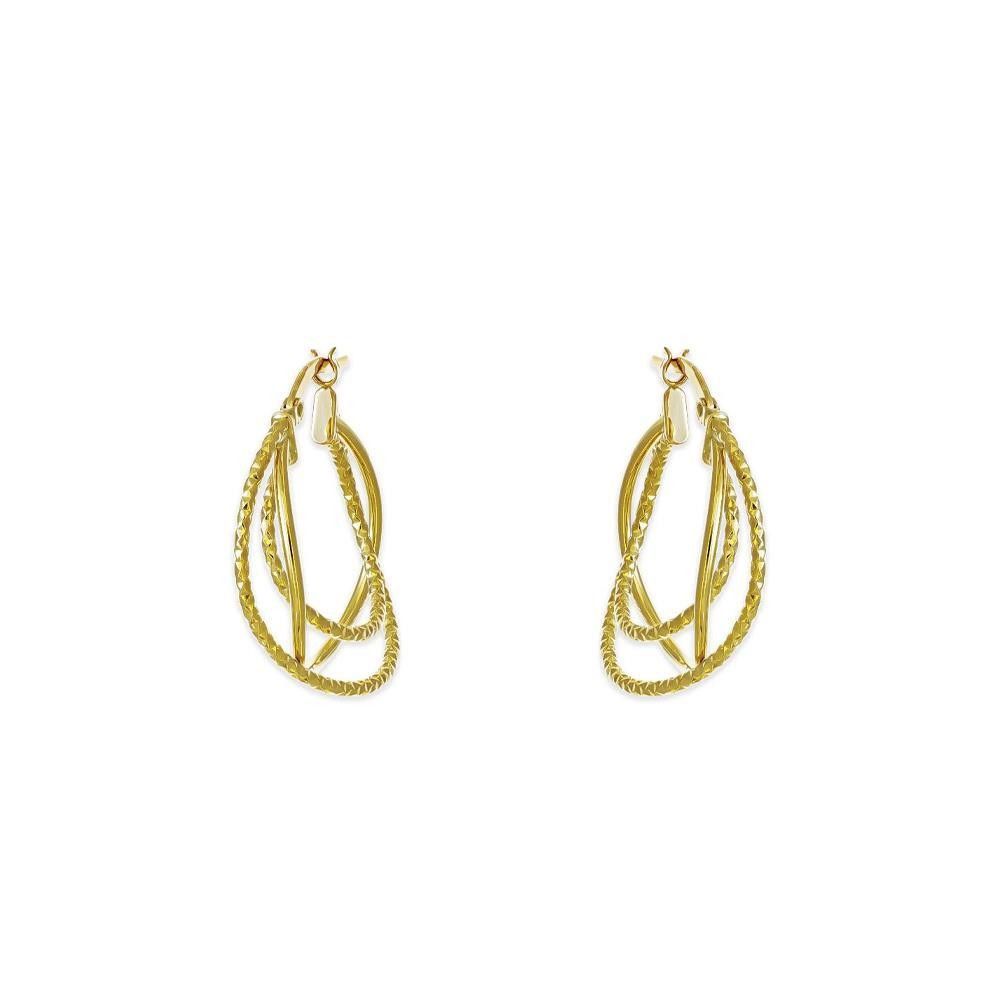 Orecchini Cerchi Martellati in Oro Giallo 18 Kt