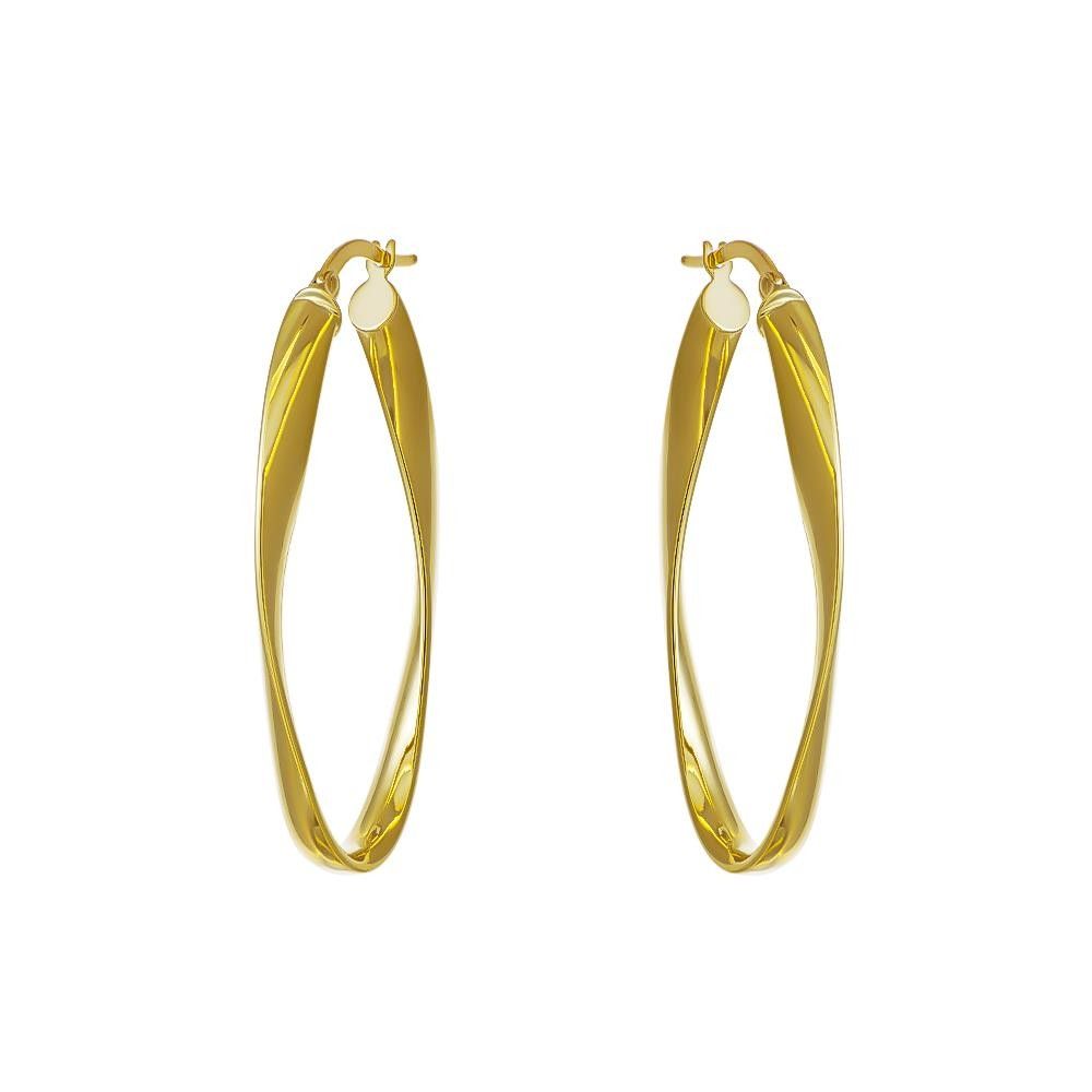 Orecchini Cerchi Onde in Oro Giallo 18 Kt